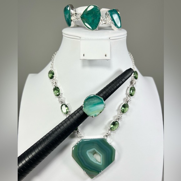 Green Solar Quartz 925 Large Necklace ONLY - Picture 3 of 10